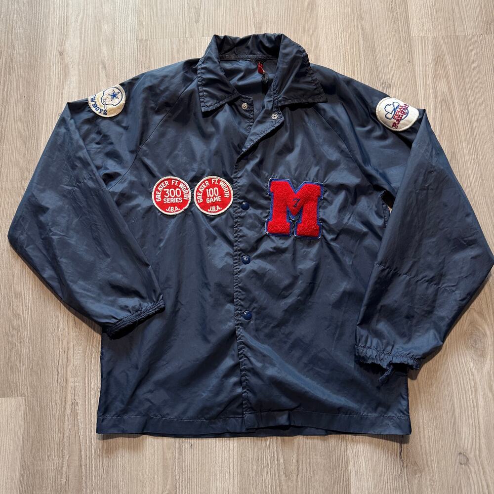 Men's Vintage 70's Falcon Sportswear Nylon Blue Snap Track Windbreaker Jacket M
